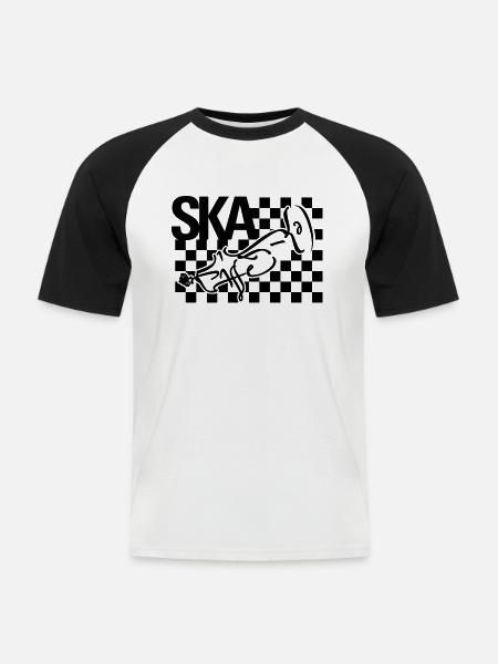 Ska Trompete Shirt - Männer Baseball-T-Shirt - Weiß/Schwarz