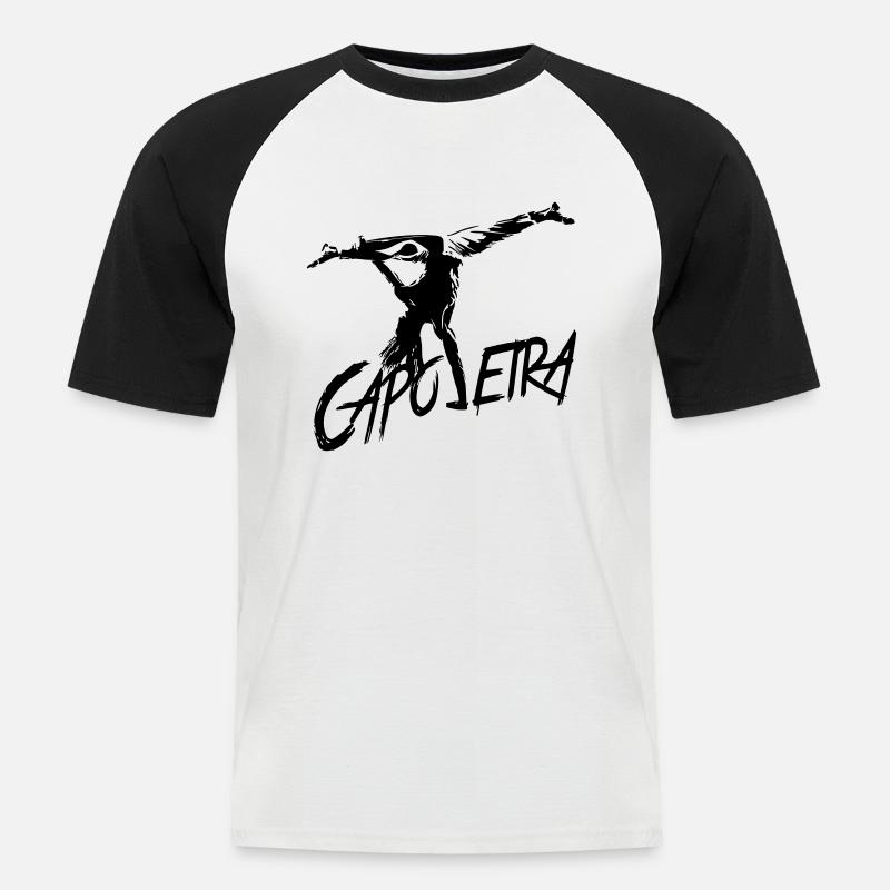 Capoeira - Männer Baseball-T-Shirt - Weiß/Schwarz