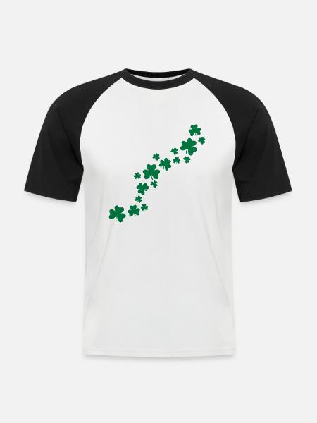 Shamrocks - Männer Baseball-T-Shirt - Weiß/Schwarz