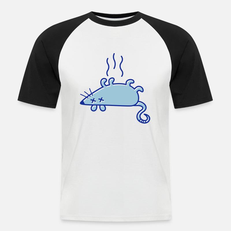 Une souris morte - T-shirt baseball manches courtes Homme - blanc/noir