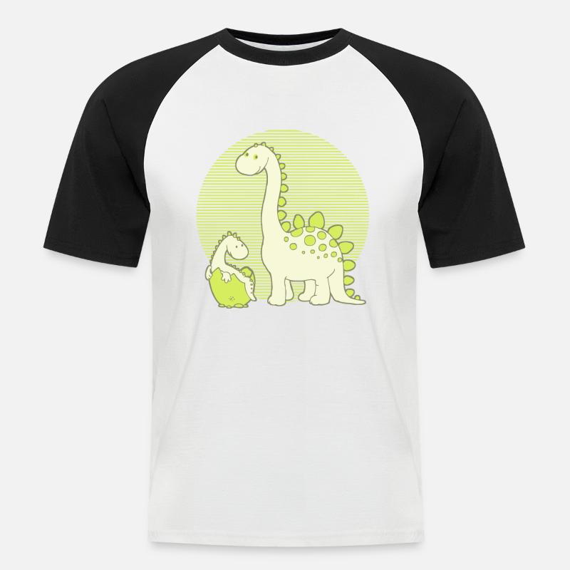 Dinosaur Mom with Hatching Egg - Männer Baseball-T-Shirt - Weiß/Schwarz