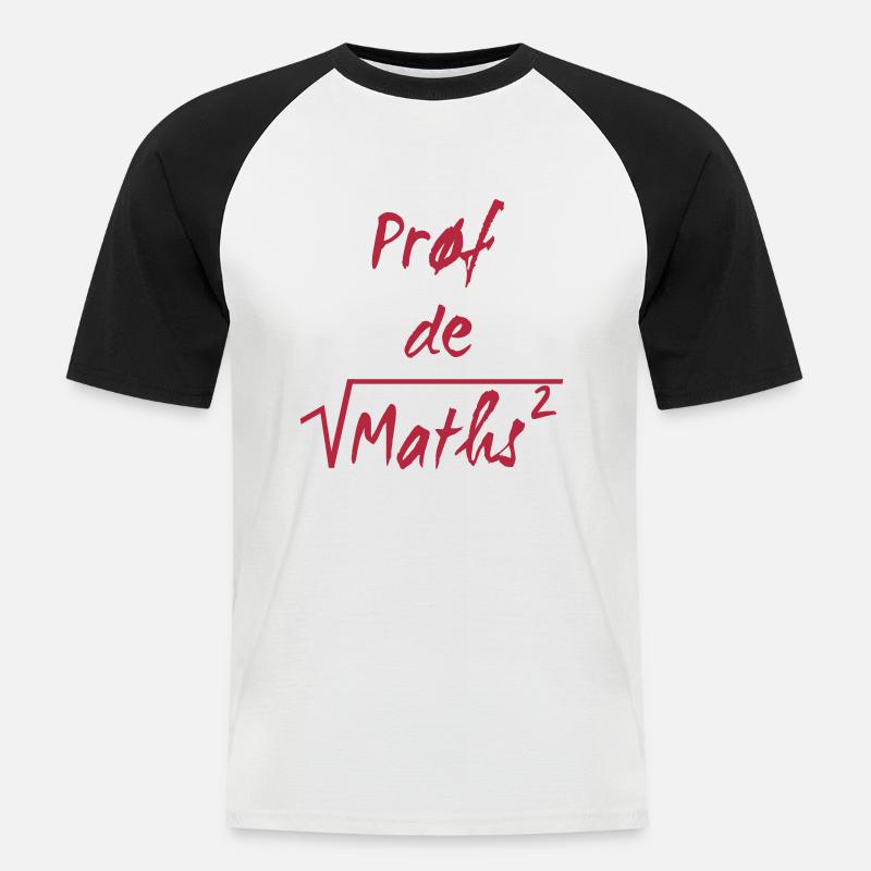 Prof de maths - Männer Baseball-T-Shirt - Weiß/Schwarz