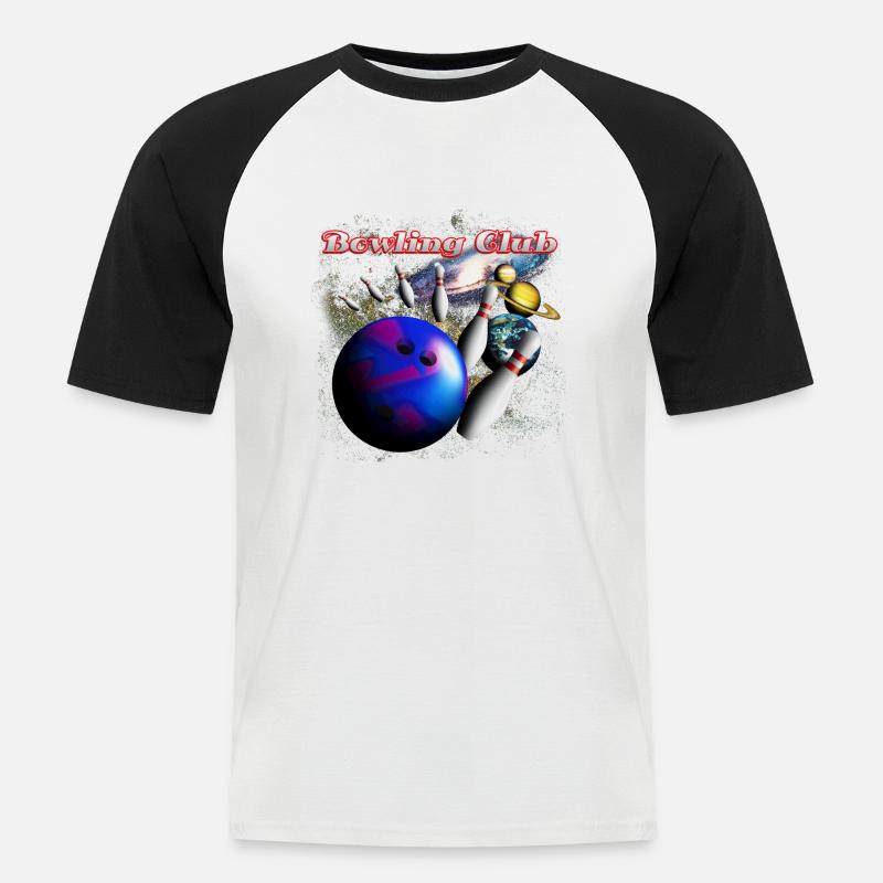 bowling_space_a - Männer Baseball-T-Shirt - Weiß/Schwarz