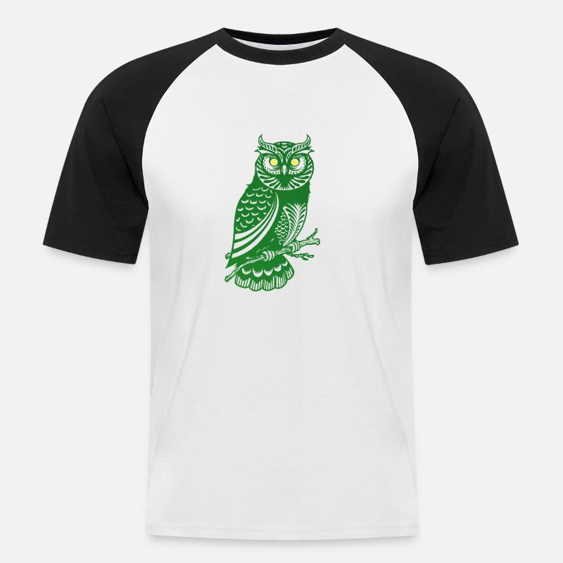 Waldeule - Männer Baseball-T-Shirt - Weiß/Schwarz