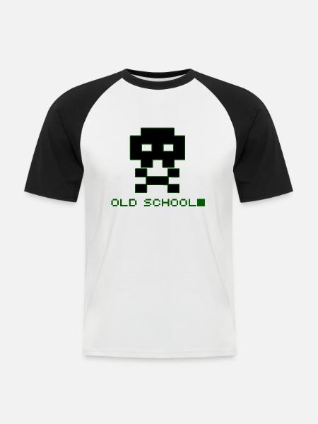 Old School Skull - Männer Baseball-T-Shirt - Weiß/Schwarz