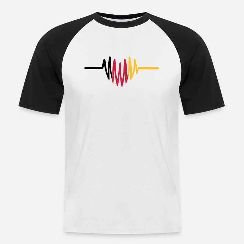 Deutschland Herz - Männer Baseball-T-Shirt - Weiß/Schwarz