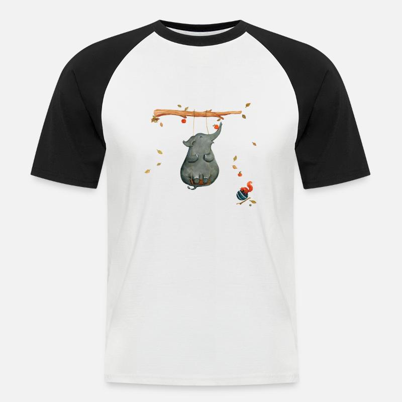 schaukeln mit Eichhörnchen - Männer Baseball-T-Shirt - Weiß/Schwarz
