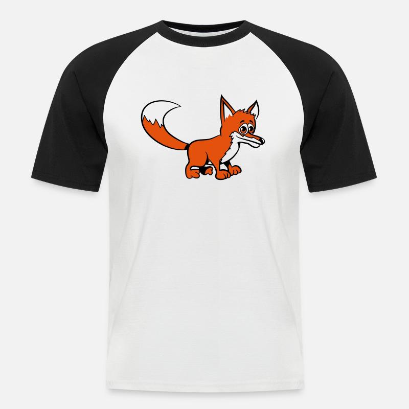 Fuchs süss - Männer Baseball-T-Shirt - Weiß/Schwarz