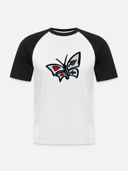 Kosmischer Wunderland-Schmetterling - Männer Baseball-T-Shirt - Weiß/Schwarz