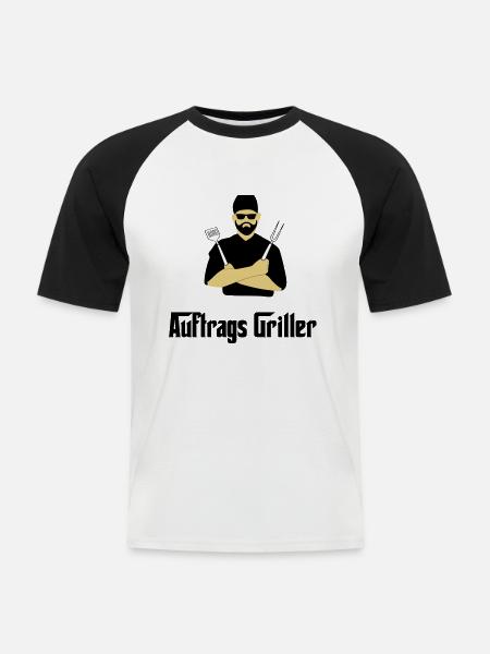 BBQ Grillen - Männer Baseball-T-Shirt - Weiß/Schwarz