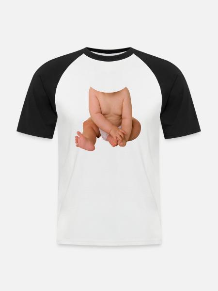 Baby_N2 - T-shirt baseball manches courtes Homme - blanc/noir