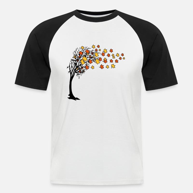 Herbst baum blätter - Männer Baseball-T-Shirt - Weiß/Schwarz