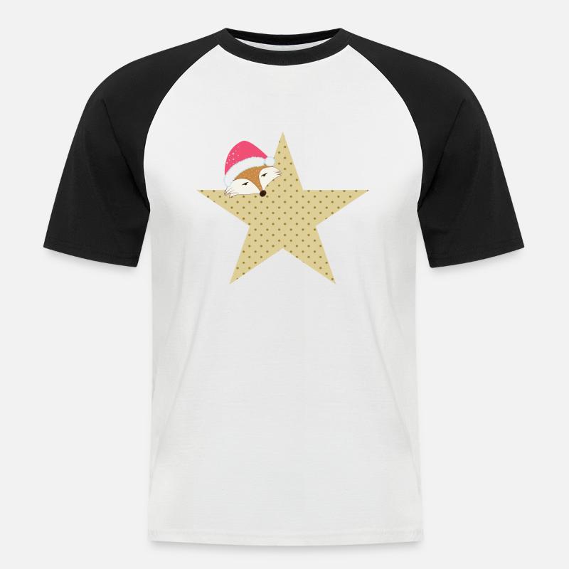 Fuchs Stern Weihnachtszeit - Geschenkidee - - Männer Baseball-T-Shirt - Weiß/Schwarz