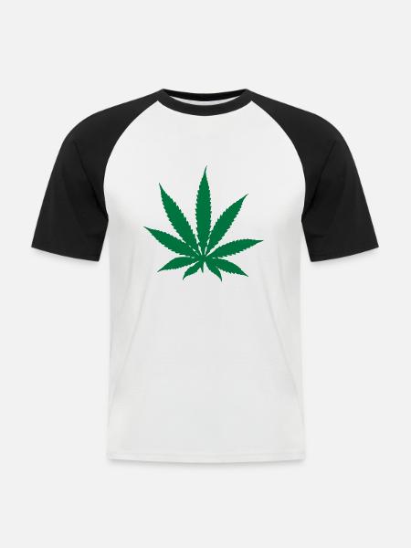 Cannabis - Marihuana - Männer Baseball-T-Shirt - Weiß/Schwarz
