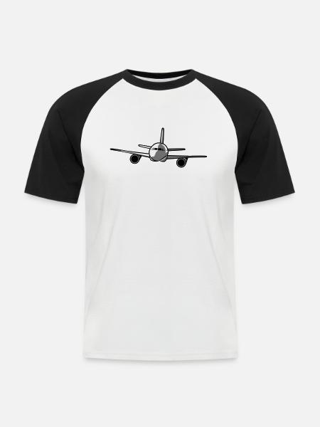 fly Airplane - Men's Baseball T-Shirt - white/black