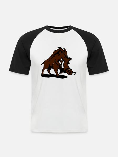 Wild boar dangerous - Men's Baseball T-Shirt - white/black