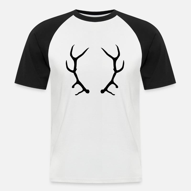 Geweih - Männer Baseball-T-Shirt - Weiß/Schwarz
