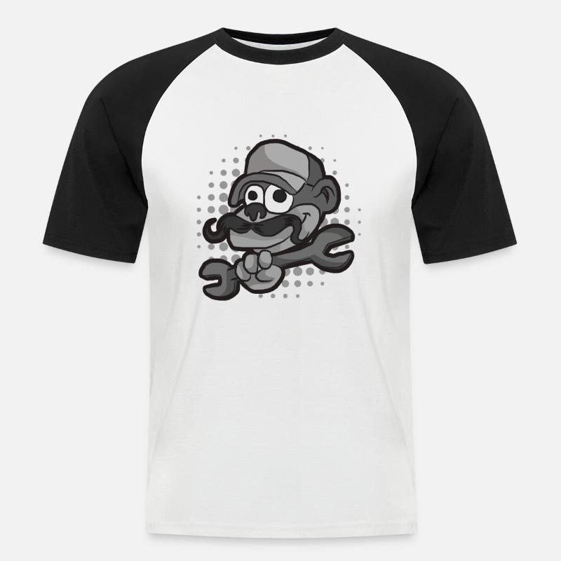 Handwerker Affe - Männer Baseball-T-Shirt - Weiß/Schwarz
