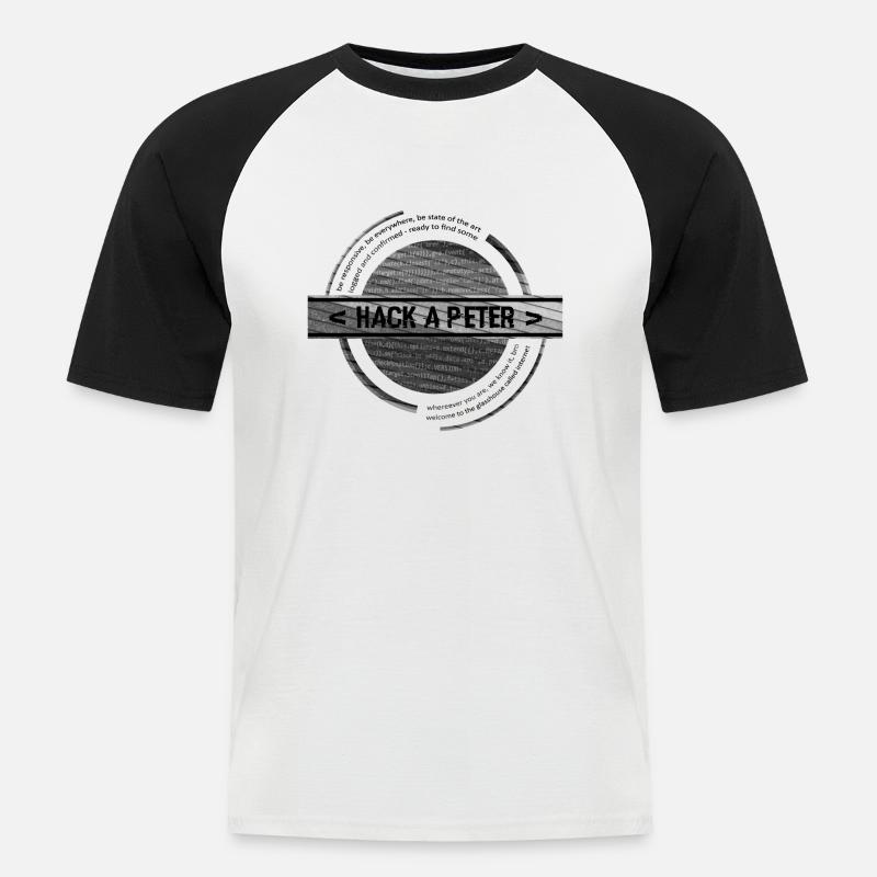 Hack-A-Peter (grau) - Männer Baseball-T-Shirt - Weiß/Schwarz