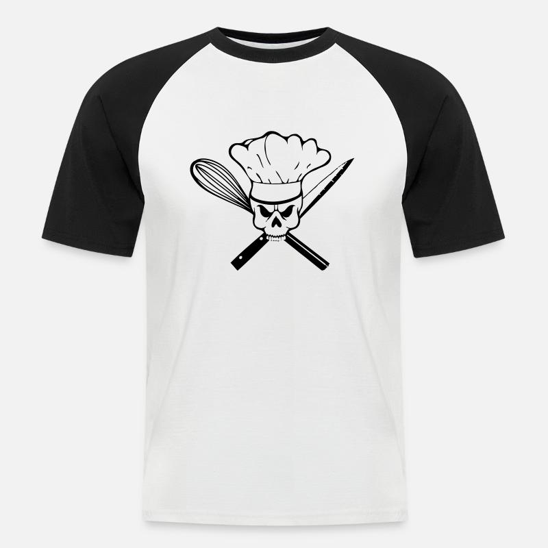 Koch Pirat oder Rebell Totenkopf - Männer Baseball-T-Shirt - Weiß/Schwarz