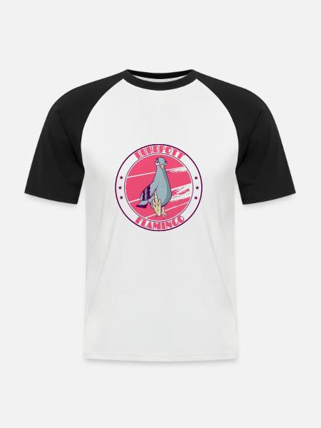 Ruhrpott flamingo middle finger - Men's Baseball T-Shirt - white/black