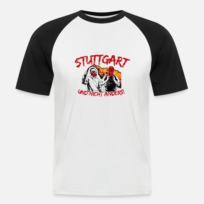 Stuttgart und nicht anders UPDATE - Männer Baseball-T-Shirt - Weiß/Schwarz
