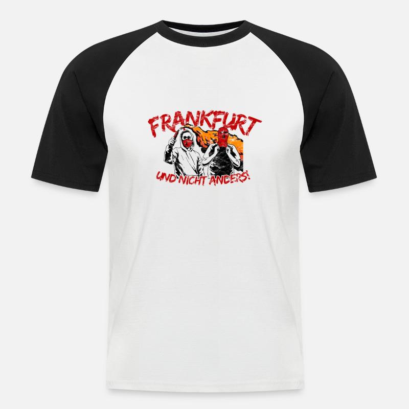 Frankfurt und nicht anders UPDATE - Männer Baseball-T-Shirt - Weiß/Schwarz