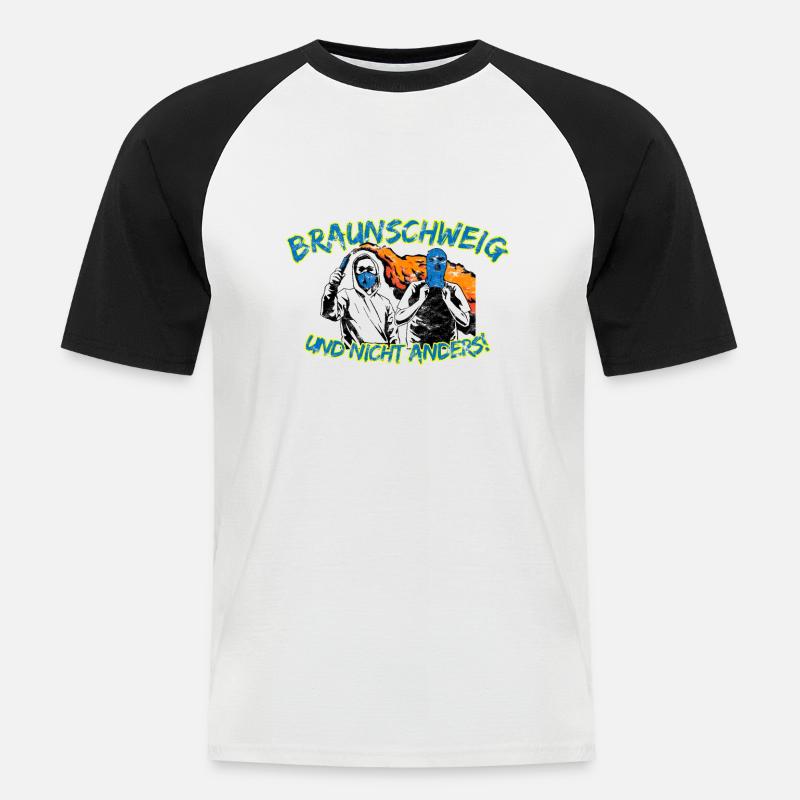 Braunschweig und nicht anders UPDATE - Männer Baseball-T-Shirt - Weiß/Schwarz