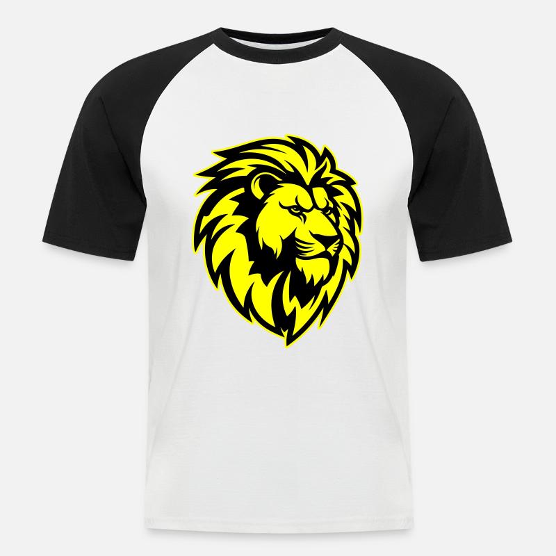 Löwe Kopf - Männer Baseball-T-Shirt - Weiß/Schwarz