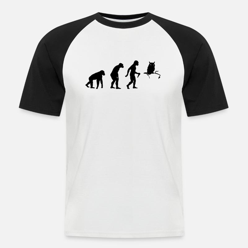 L'évolution du hibou - T-shirt baseball manches courtes Homme - blanc/noir