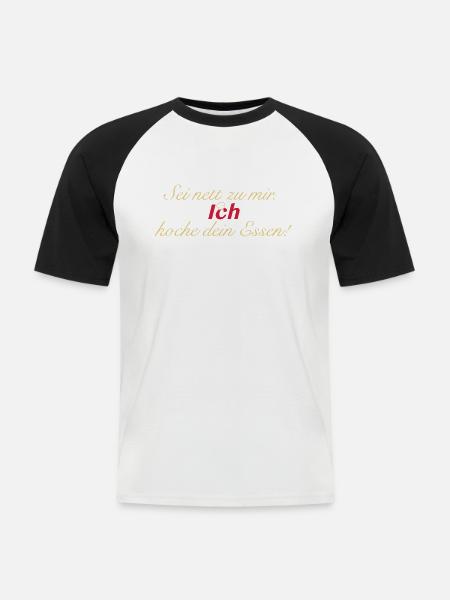 ich_koche_dein_essen - Männer Baseball-T-Shirt - Weiß/Schwarz