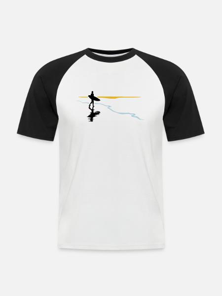Surfer at the beach - Men's Baseball T-Shirt - white/black