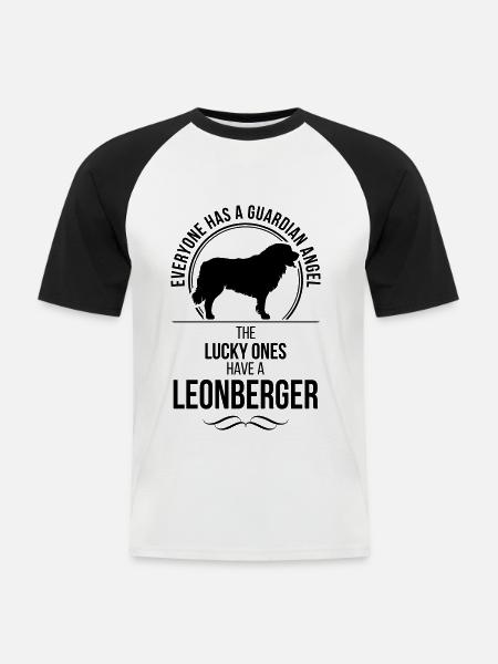 LEONBERGER Guardian Angel Wilsigns - Men's Baseball T-Shirt - white/black