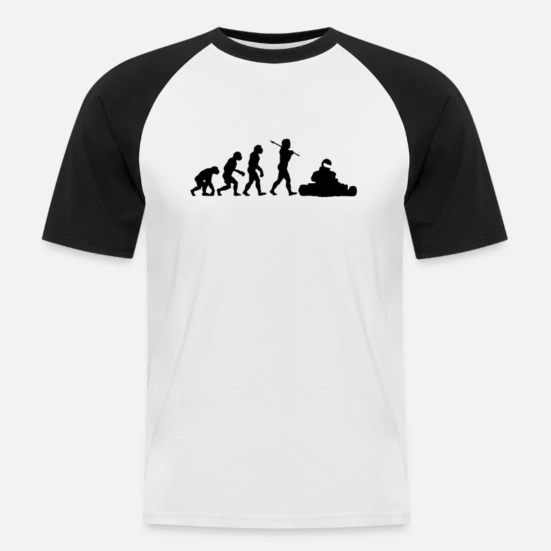 Karting Evolution - Männer Baseball-T-Shirt - Weiß/Schwarz