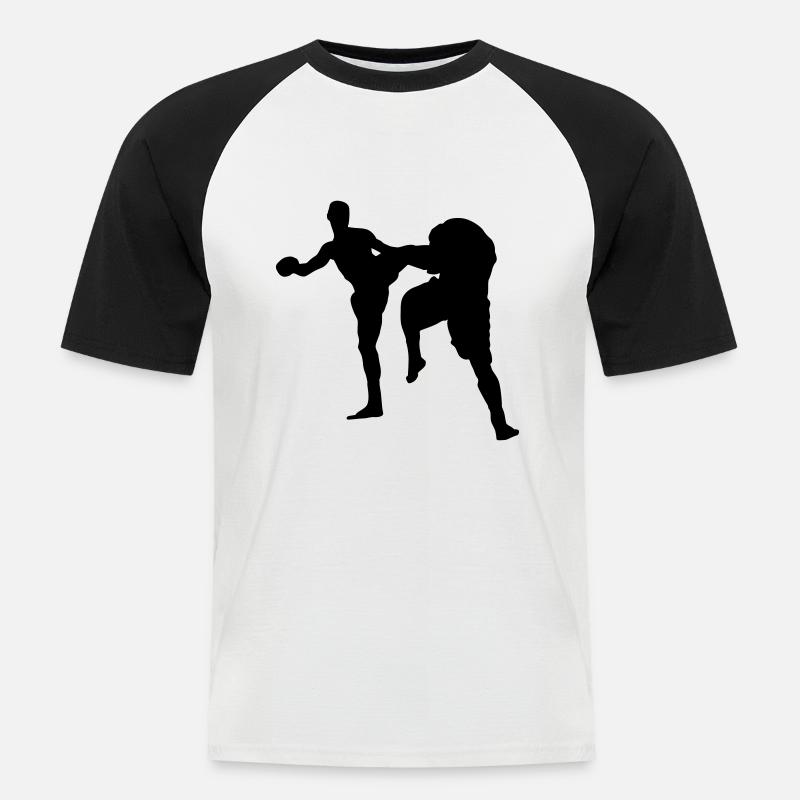 muay thai kickboxen - Männer Baseball-T-Shirt - Weiß/Schwarz
