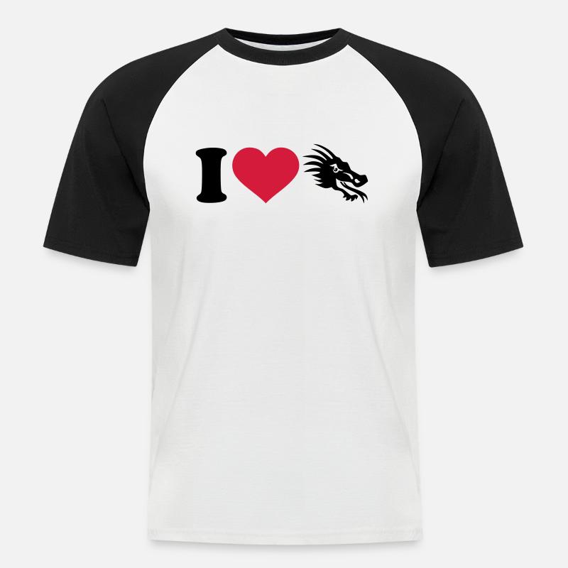 Drachen - Männer Baseball-T-Shirt - Weiß/Schwarz