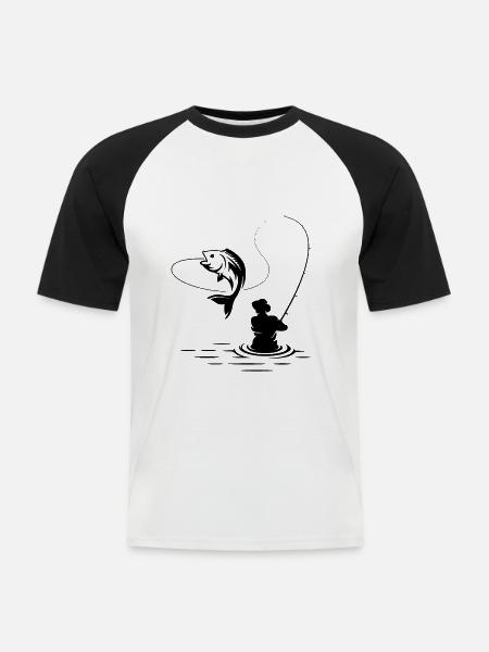 Angeln Angler Biss - Männer Baseball-T-Shirt - Weiß/Schwarz
