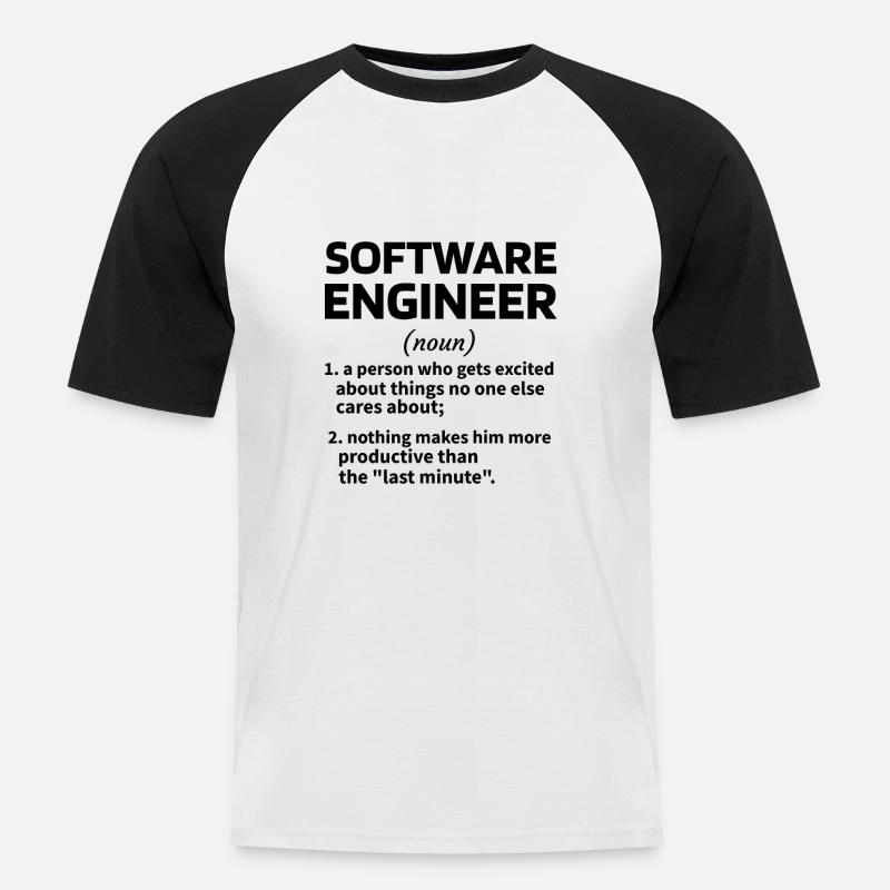 Softwareingenieur Software Engineer Techniker - Männer Baseball-T-Shirt - Weiß/Schwarz