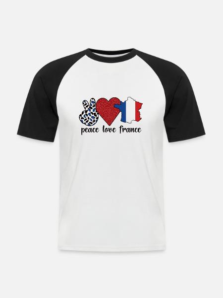 French France Flag French roots - Men's Baseball T-Shirt - white/black
