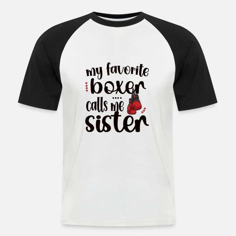 Boxschwester Stolze Box-Schwester Boxer Geschenk - Männer Baseball-T-Shirt - Weiß/Schwarz