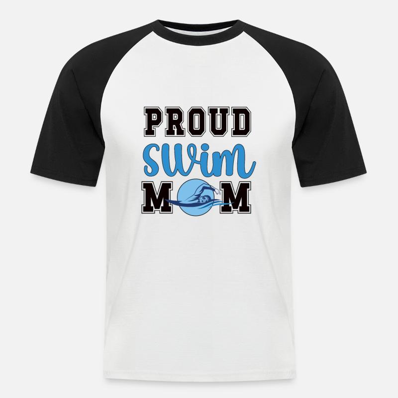 Schwimmmama Geschenk Mutter Schwimmer Schwimm-Mama - Männer Baseball-T-Shirt - Weiß/Schwarz