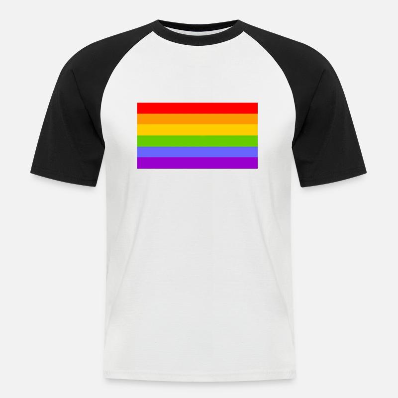Regenbogen - Männer Baseball-T-Shirt - Weiß/Schwarz
