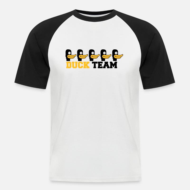 Duck Team - Männer Baseball-T-Shirt - Weiß/Schwarz