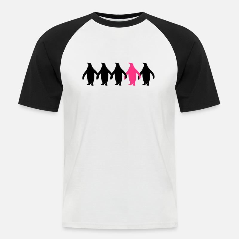 Be different penguins pattern fun - Men's Baseball T-Shirt - white/black