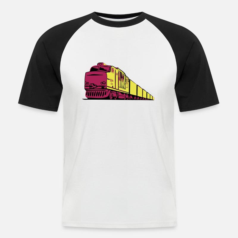 Güterzug Eisenbahn lok - Männer Baseball-T-Shirt - Weiß/Schwarz