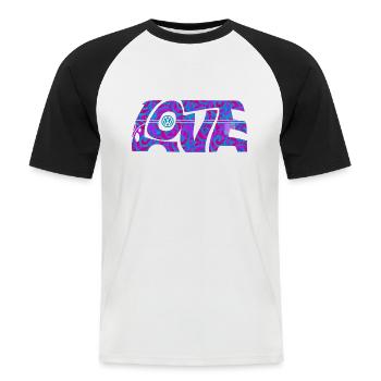 Volkswagen VW T1 Camper Love Mit VW Logo - Männer Baseball-T-Shirt - Weiß/Schwarz - Vorne - Nik (191cm)