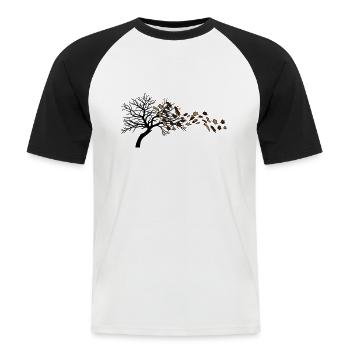 Herbstblätter wind baum - Männer Baseball-T-Shirt - Weiß/Schwarz - Vorne - Nik (191cm)