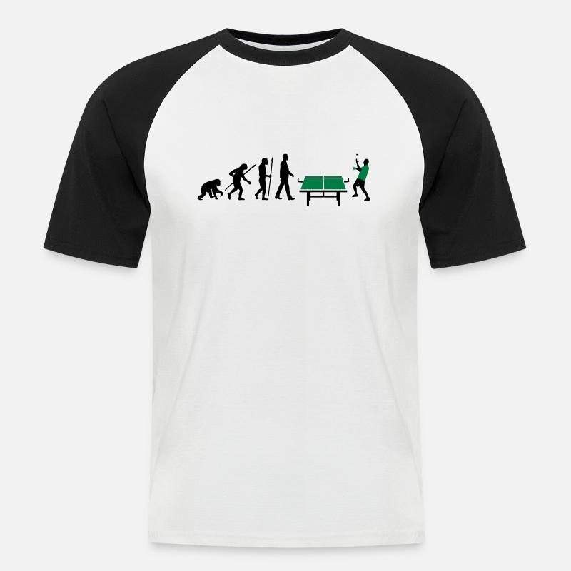 evolution_table_tennis_072012_a_2c - Männer Baseball-T-Shirt - Weiß/Schwarz
