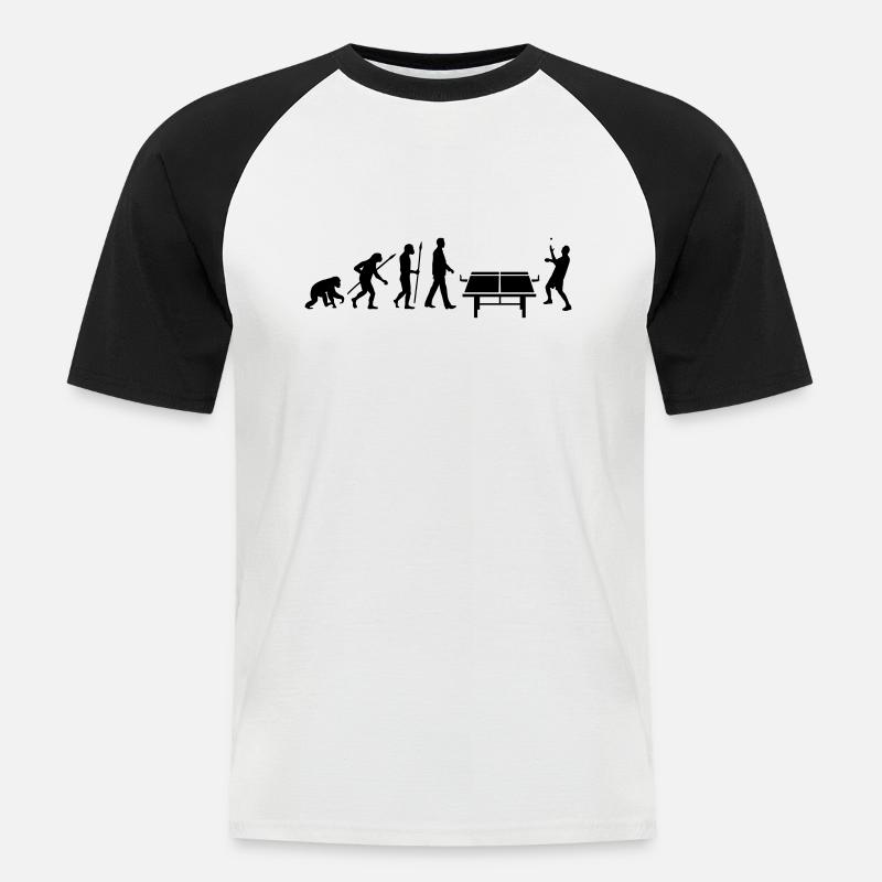 evolution_table_tennis_072012_b_1c - Männer Baseball-T-Shirt - Weiß/Schwarz