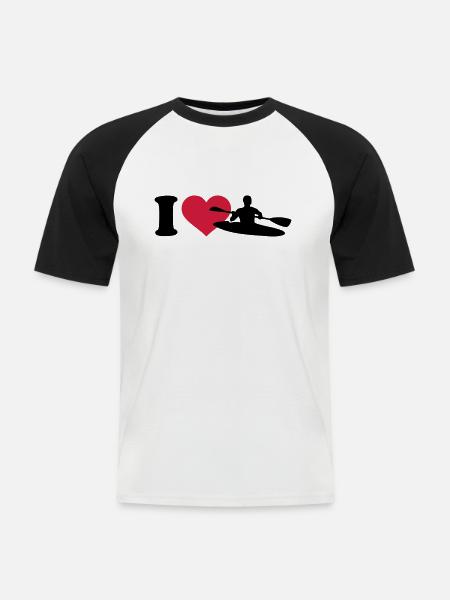 I love Kayak - Men's Baseball T-Shirt - white/black
